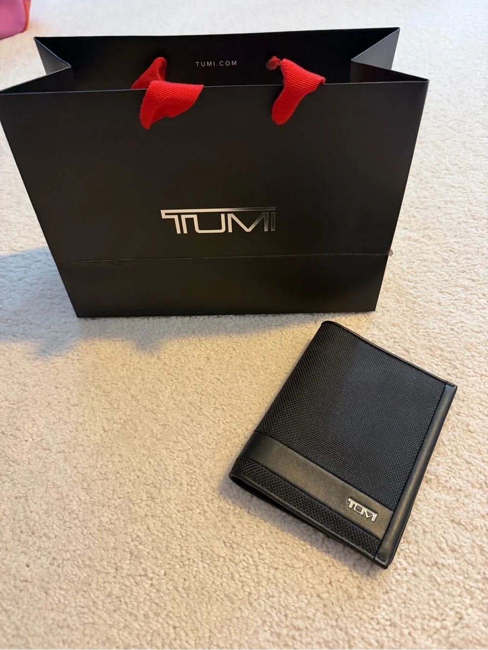 Tumi Black Textured Nylon Card & Passport Holder
